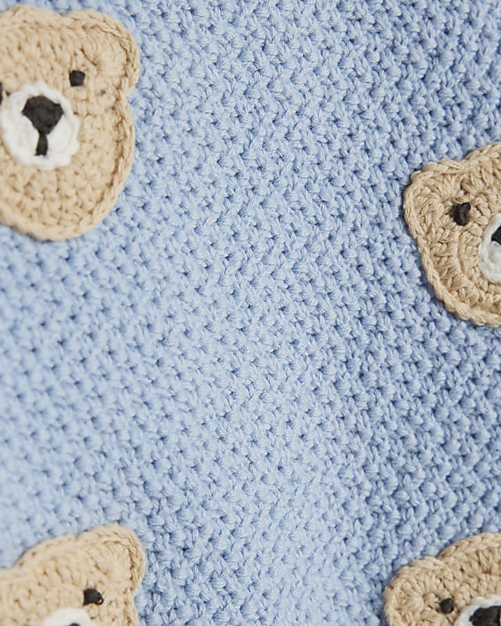 Baby Boys Blue Bear Jumper and Blanket Set