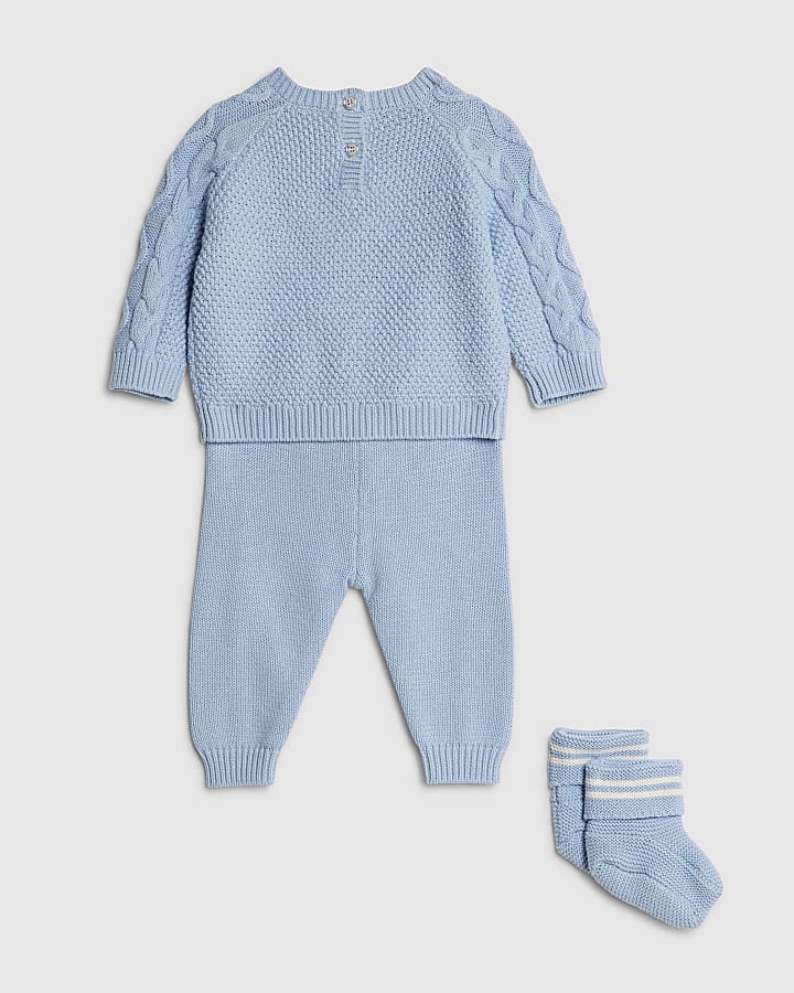 Baby Boys Blue Bear Jumper and Blanket Set