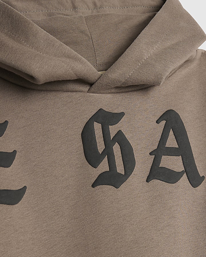 Mini Boys Brown Ame Saint Hoodie Set