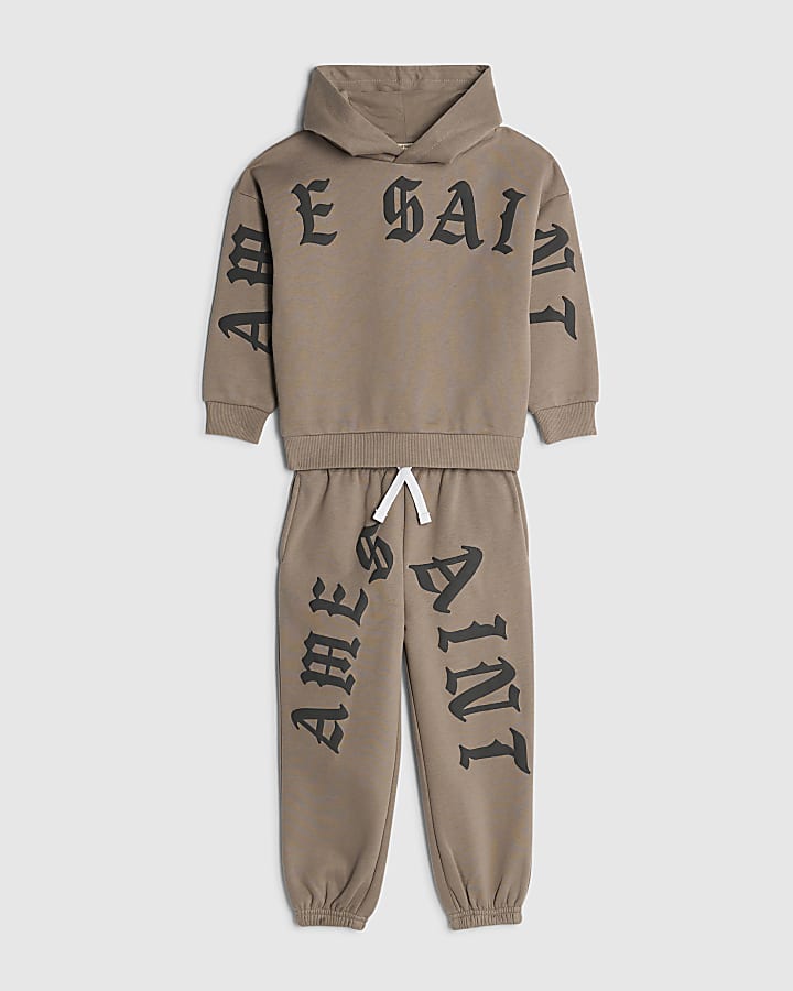 Mini Boys Brown Ame Saint Hoodie Set