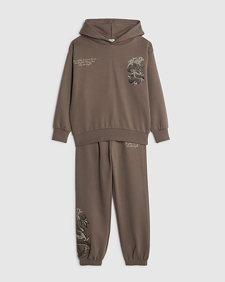 Boys Brown Japanese Hoodie Set