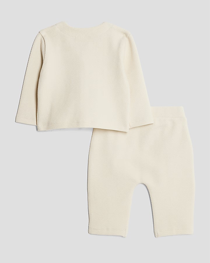 Baby Boys Cream Baseball Top Set