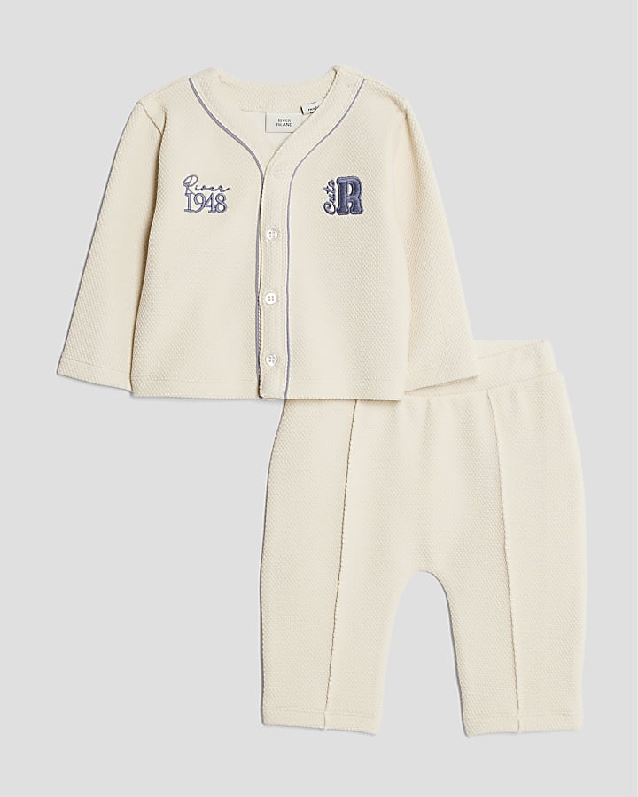 Baby Boys Cream Baseball Top Set