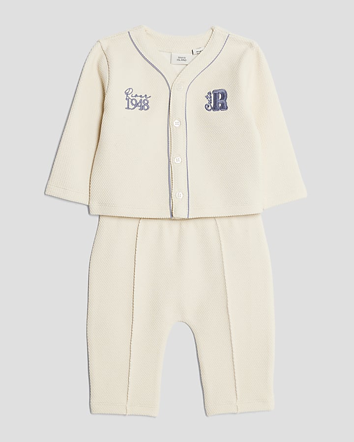 Baby Boys Cream Baseball Top Set