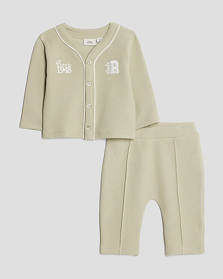 Baby Boys Khaki Baseball Top Set
