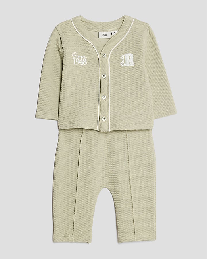 Baby Boys Khaki Baseball Top Set