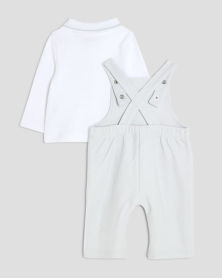 Baby Boys Blue Branded Dungaree Outfit