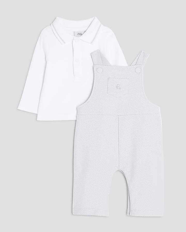 Baby Boys Blue Branded Dungaree Outfit