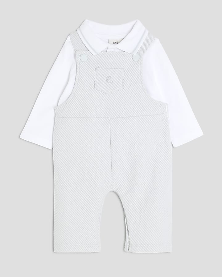 Baby Boys Blue Branded Dungaree Outfit