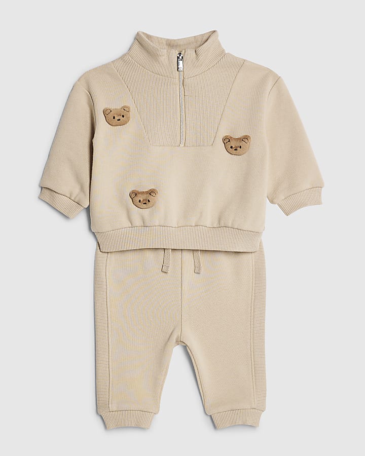 Baby Boys Brown 3D Bear Jumper Set