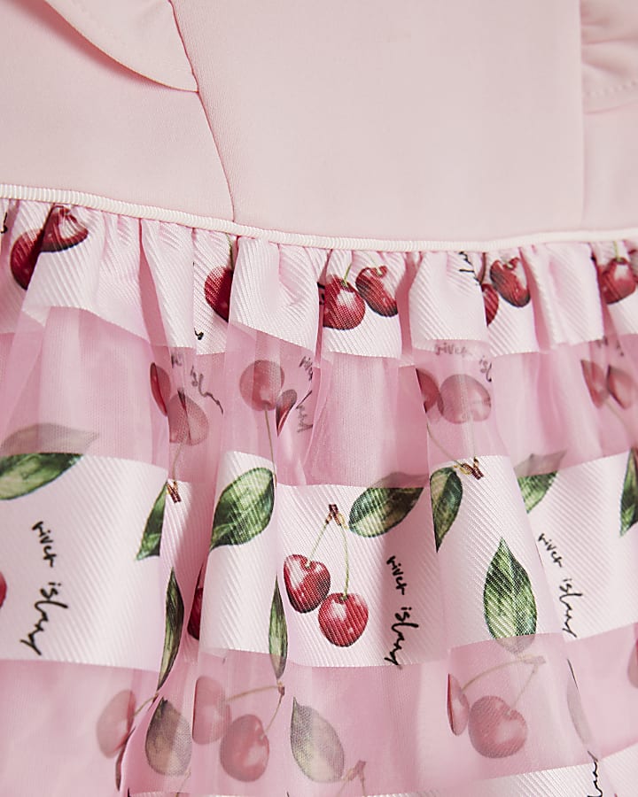 Baby Girls Pink Cherry Bubble Hem Dress Set