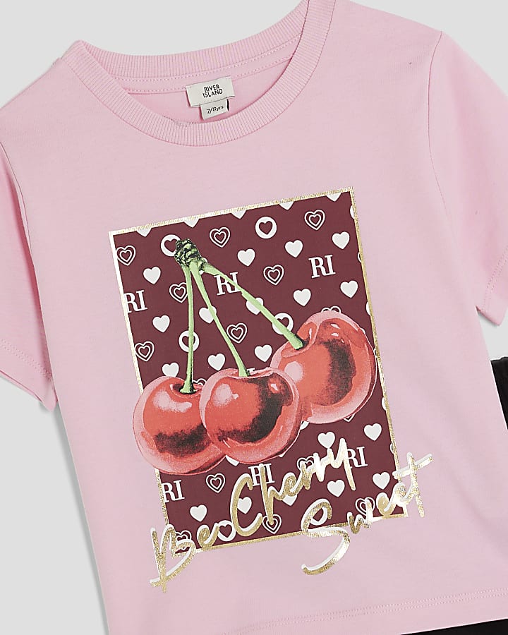 Girls Pink Cherry Tracksuit Set