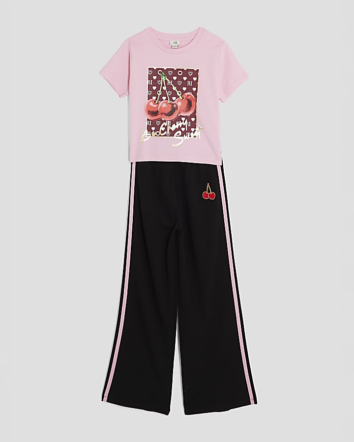 Girls Pink Cherry Tracksuit Set