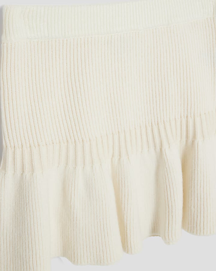 Girls Cream Faux Fur Collar Cardigan Set