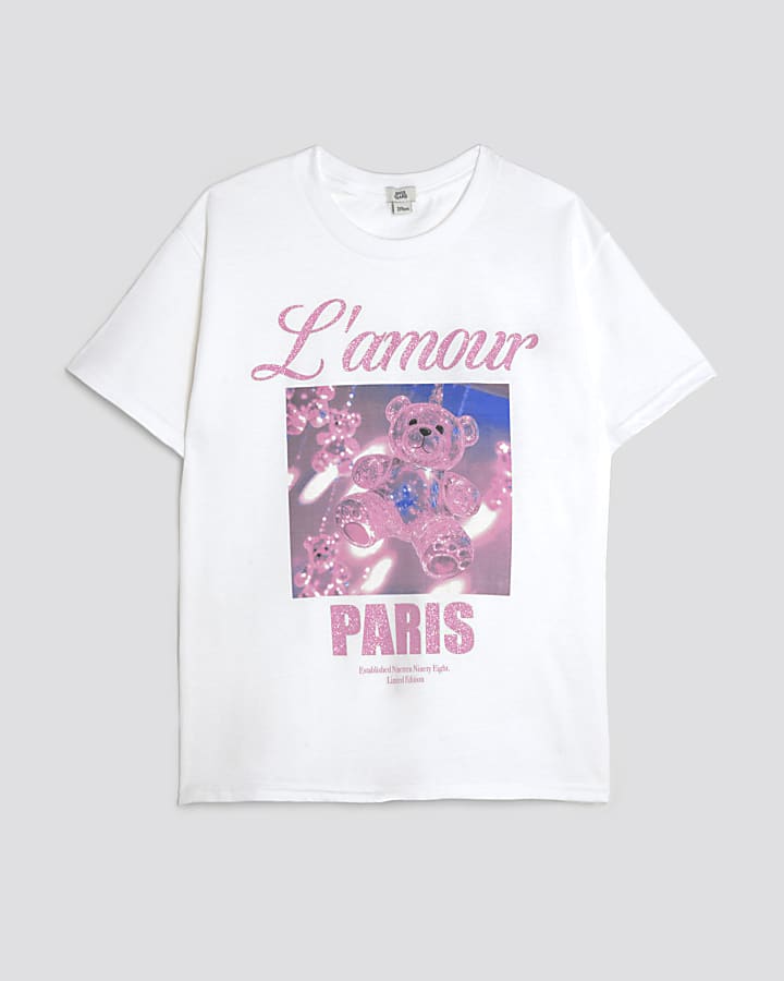 Girls White Bear T-Shirt
