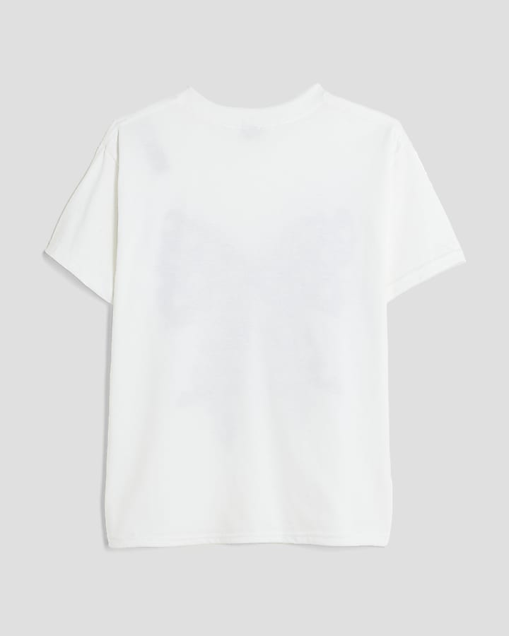 Girls White Polka Dot Bow T-shirt