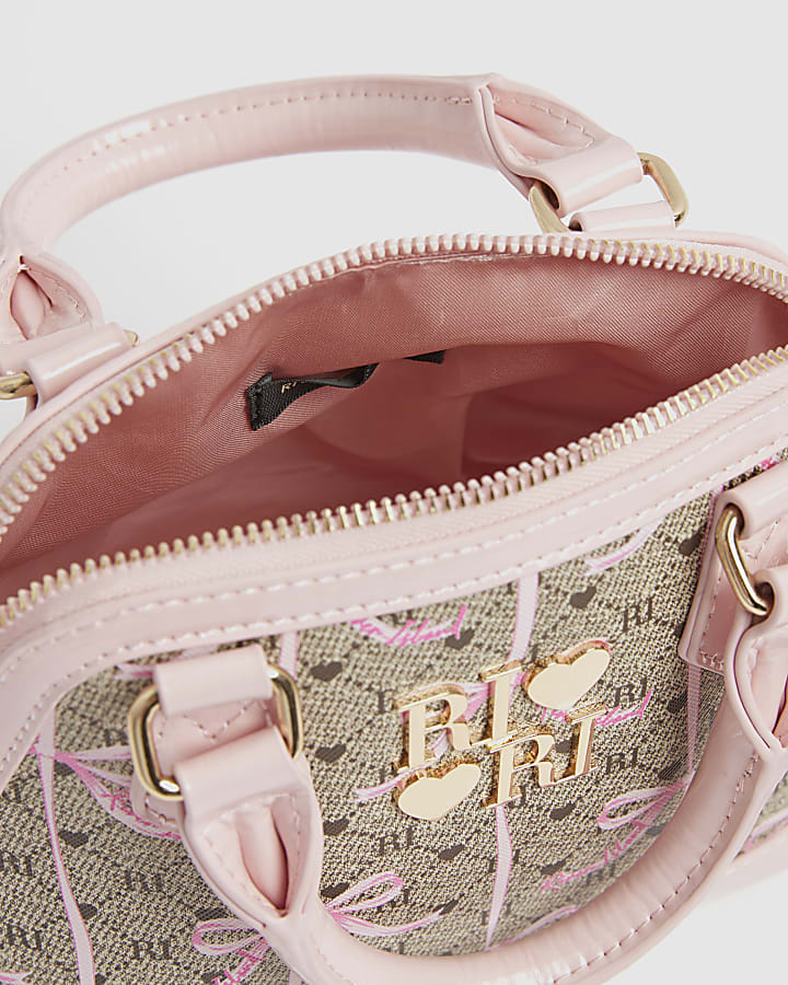 Girls Brown Monogram Bow Bag and Purse Bundle