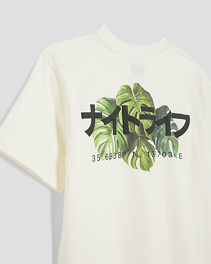 Boys White Japanese Palm Tree T-Shirt