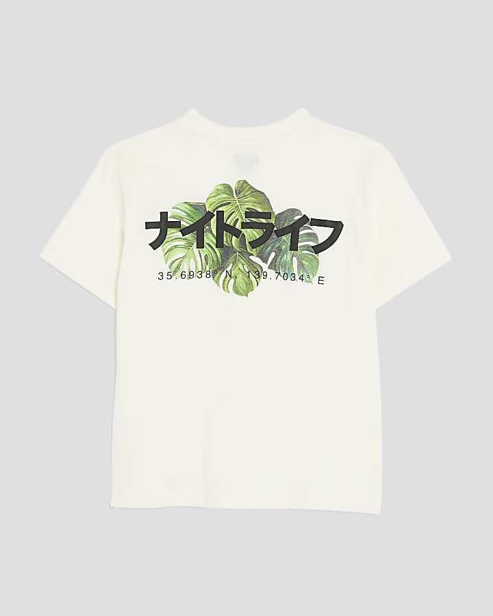 Boys White Japanese Palm Tree T-Shirt