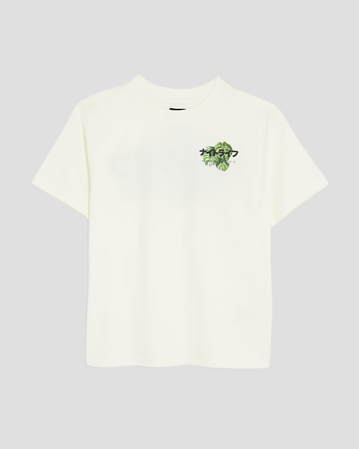 Boys White Japanese Palm Tree T-Shirt