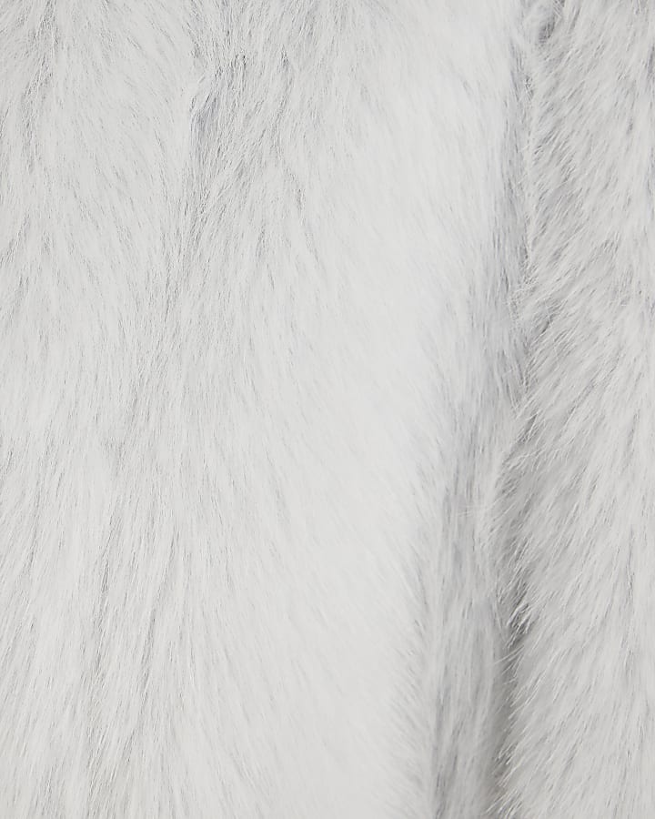 Girls Cream Faux Fur Bomber Jacket