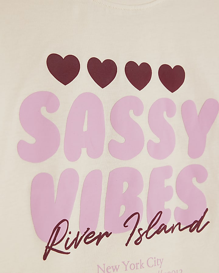 Girls Cream Sassy Vibes T-Shirt Set