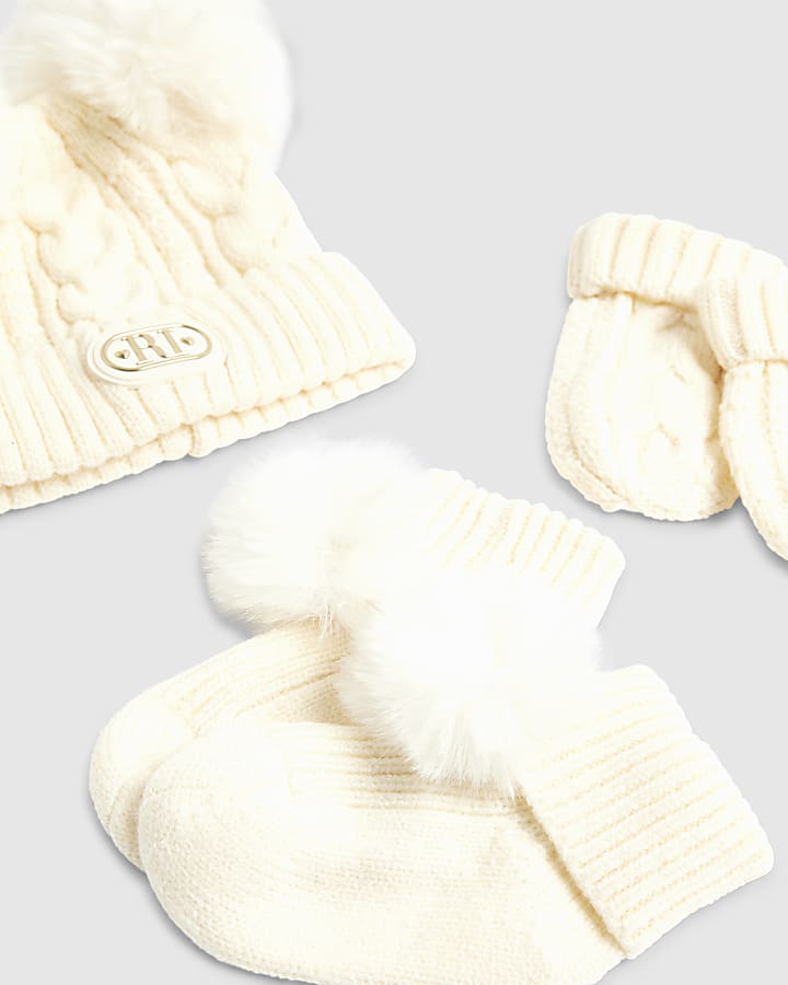 Baby Beige Beanie 3 piece Bundle