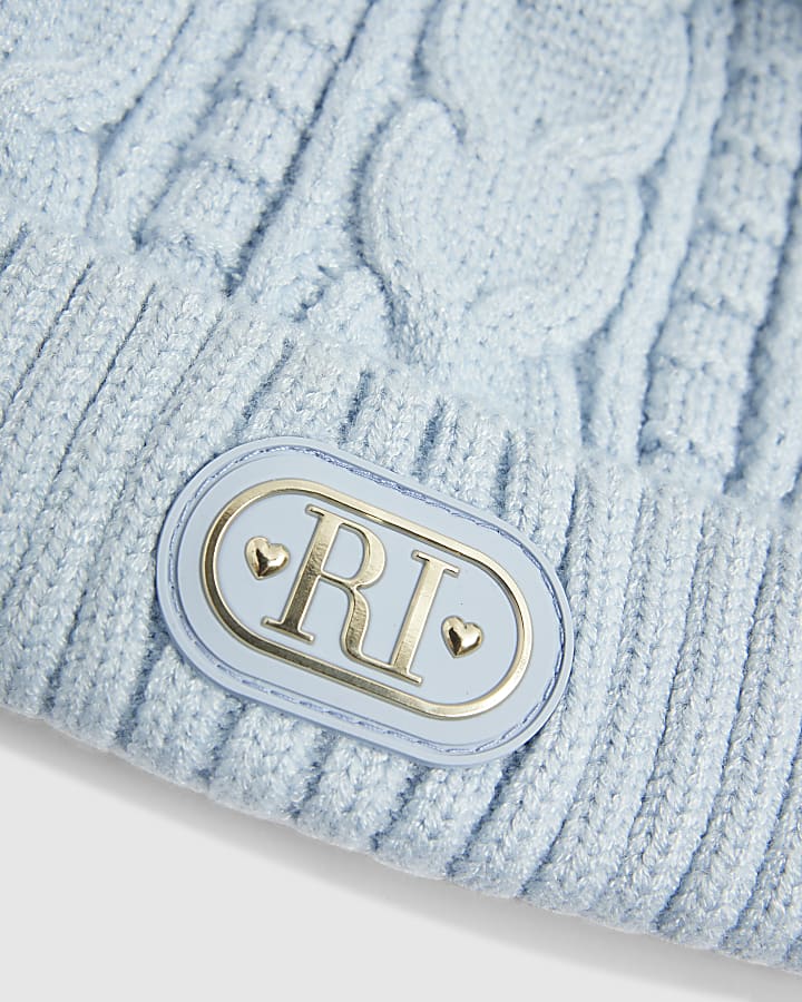 Baby Boys Blue Double Pom Beanie Hat