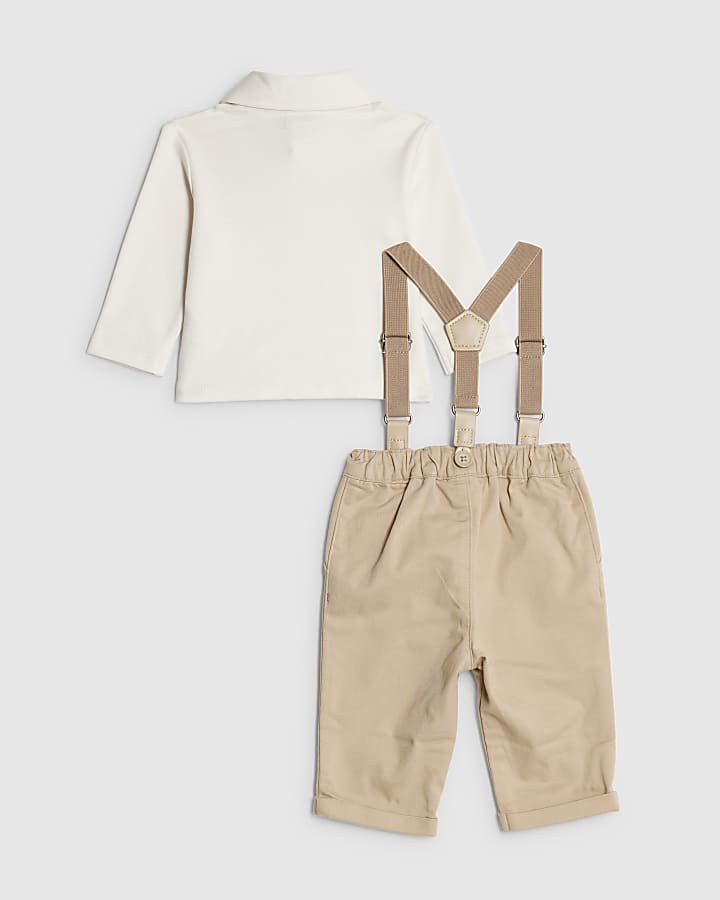 Baby Boys Beige Gingerbread Dungarees