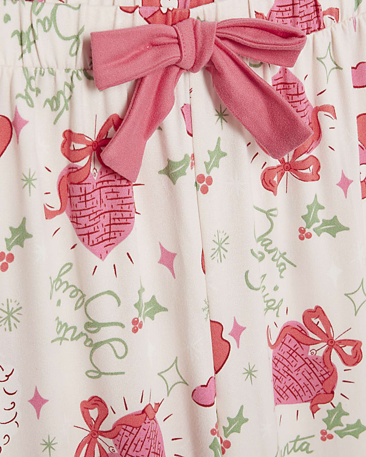 Girls Pink Santa Sleigh Pyjamas Set