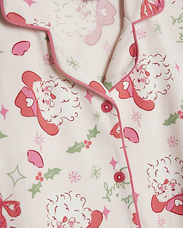 Girls Pink Santa Sleigh Pyjamas Set