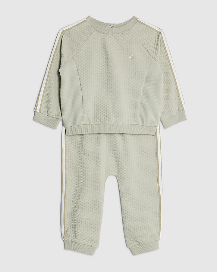Baby Boys Khaki Textured Sweatshirt Set