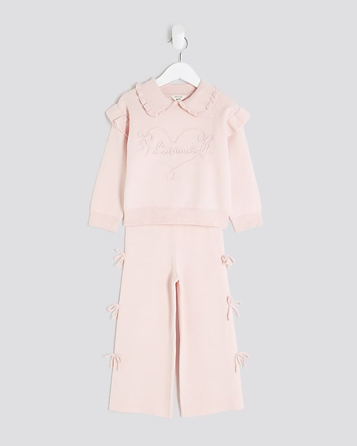 Mini Girls Pink Lamour Top & Trousers Set