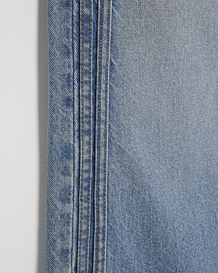 Girls Blue Pull On Wide Leg Jeans