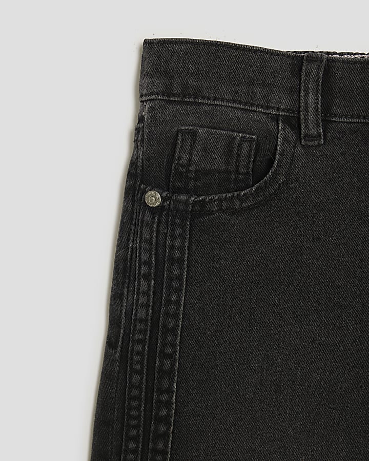 Girls Black Pull On Wide Leg Jeans