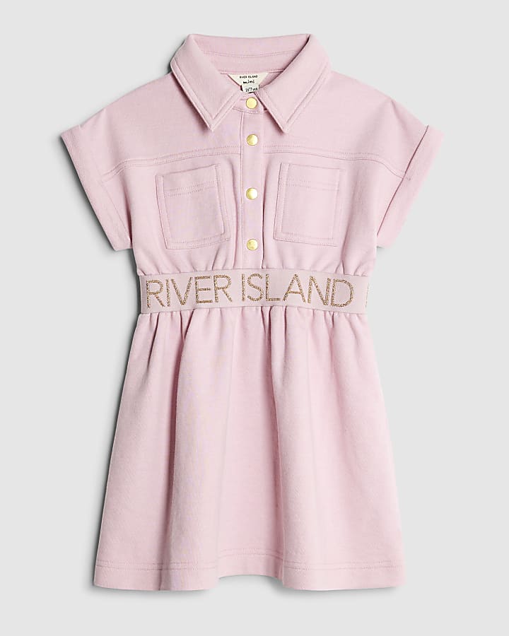 Mini Girls Pink RI Waistband Dress
