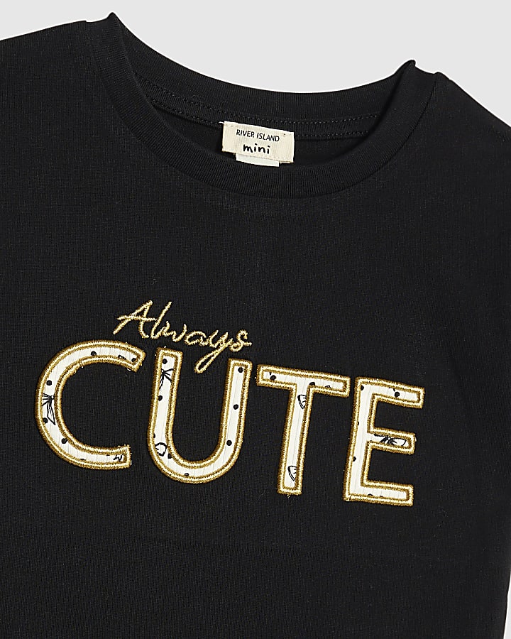 Mini Girls Black Cute T-Shirt Set