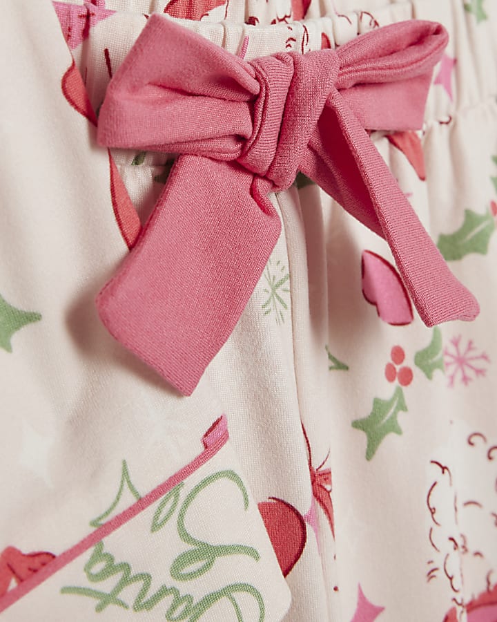 Mini Girls Pink Santa Sleigh Pyjamas Set