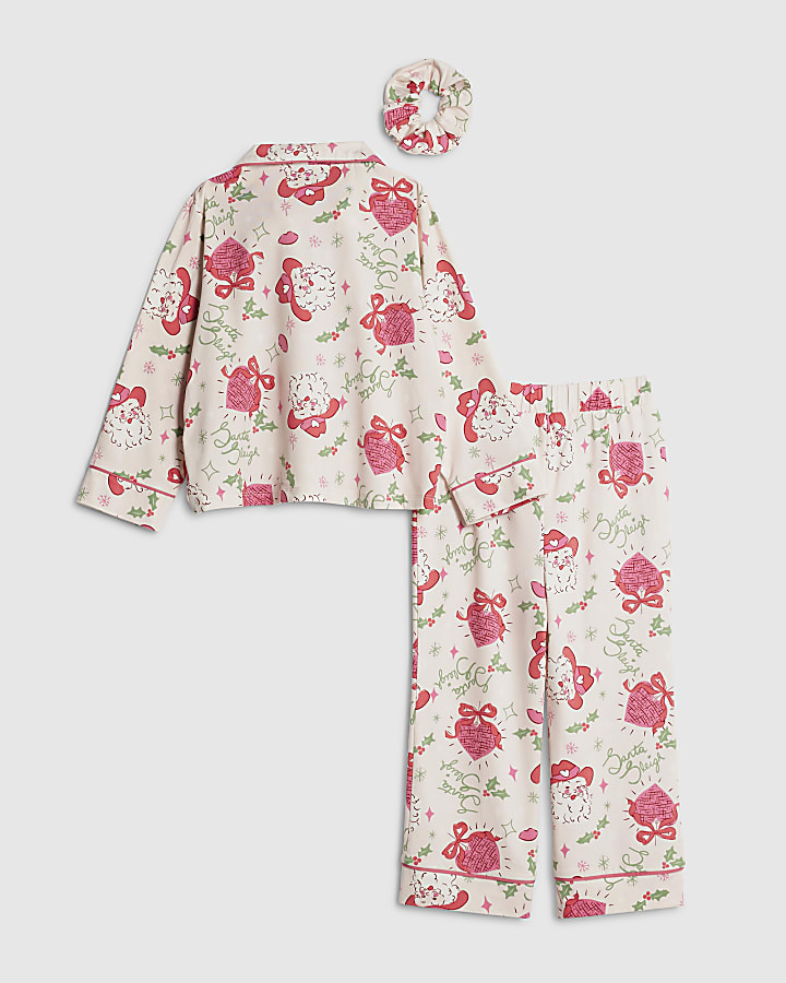 Mini Girls Pink Santa Sleigh Pyjamas Set