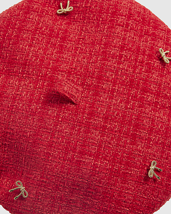 Girls Red Bow Boucle Beret