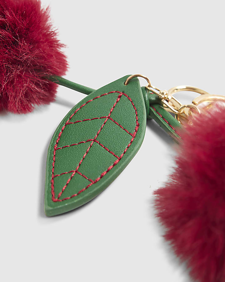 Red cherry pom bag Charm