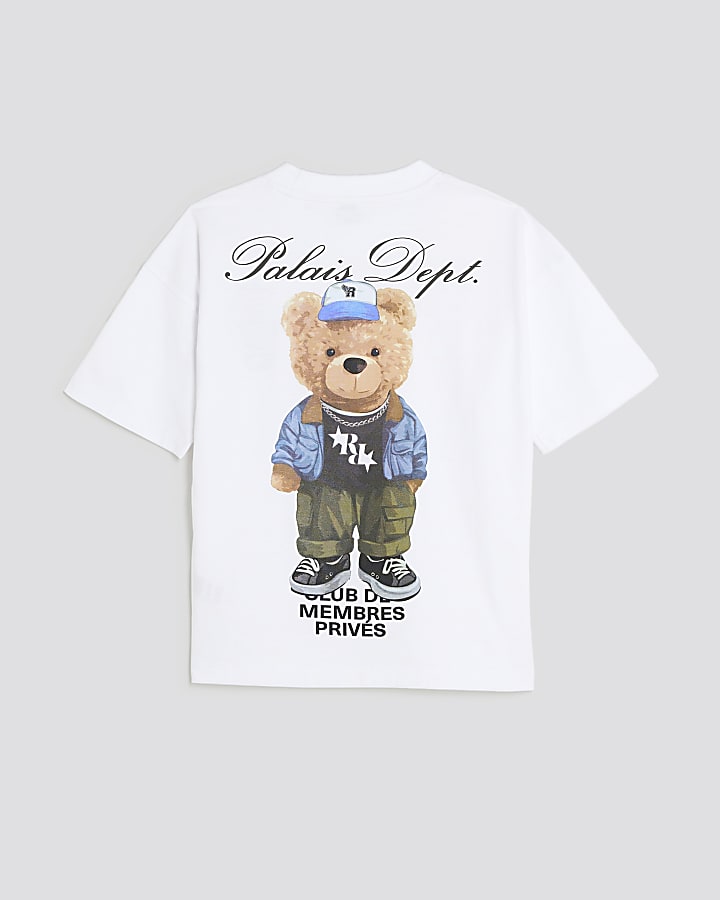 Boys White Palais Dept Bear T-Shirt