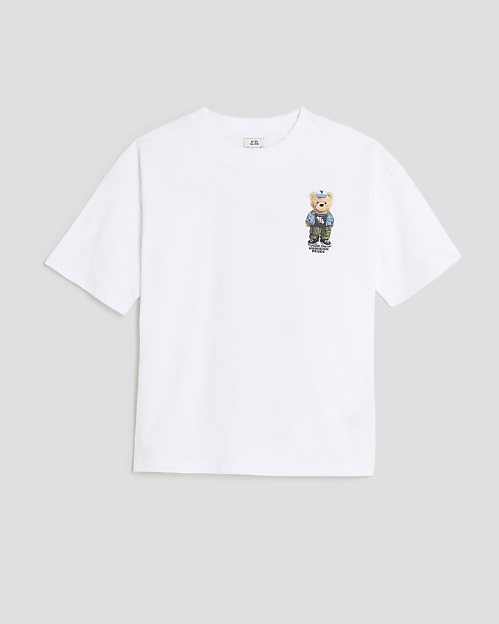Boys White Palais Dept Bear T-Shirt