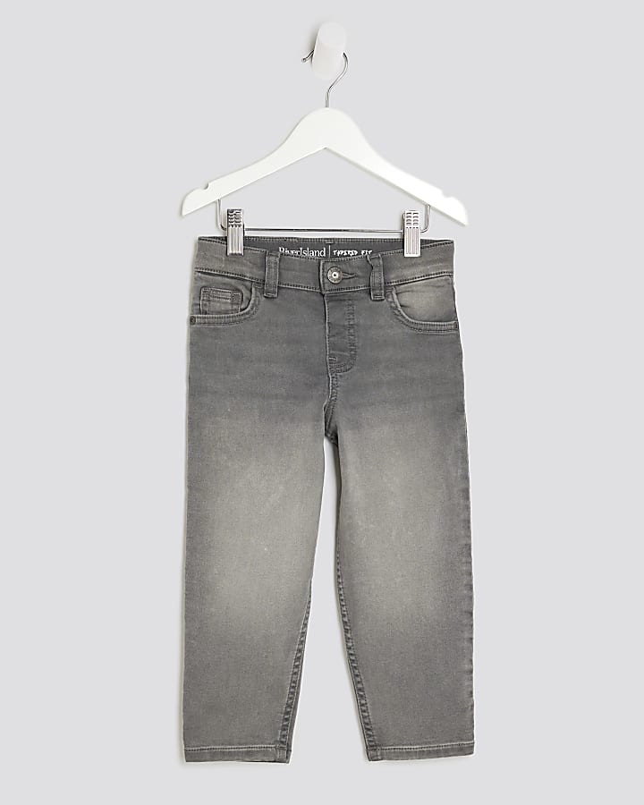 Mini Boys Grey Stretch Tapered Jeans