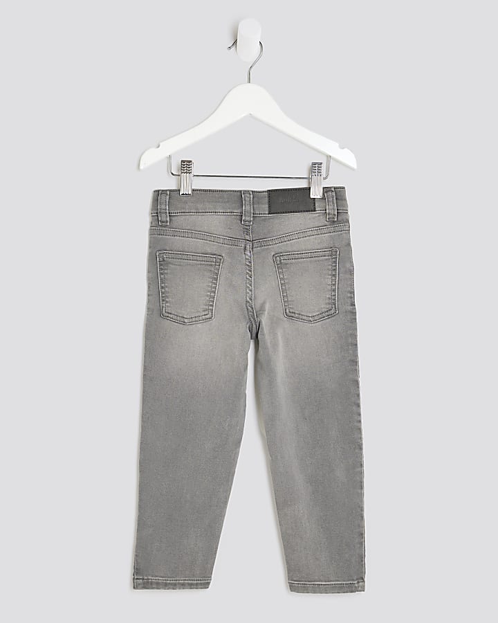 Mini Boys Grey Stretch Tapered Jeans