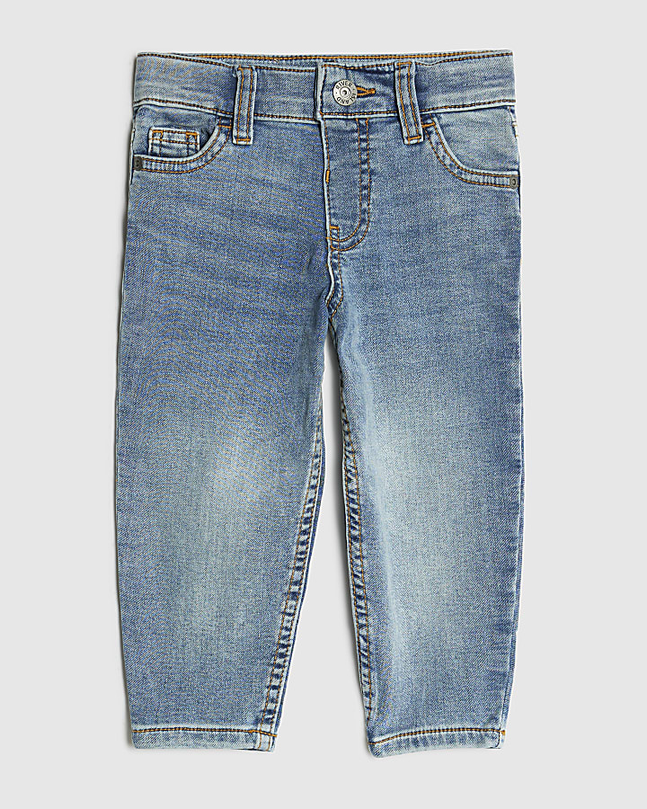 Mini Boys Blue Stretch Tapered Fit Jeans