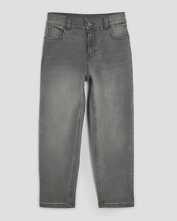 Boys Grey Stretch Tapered Jeans