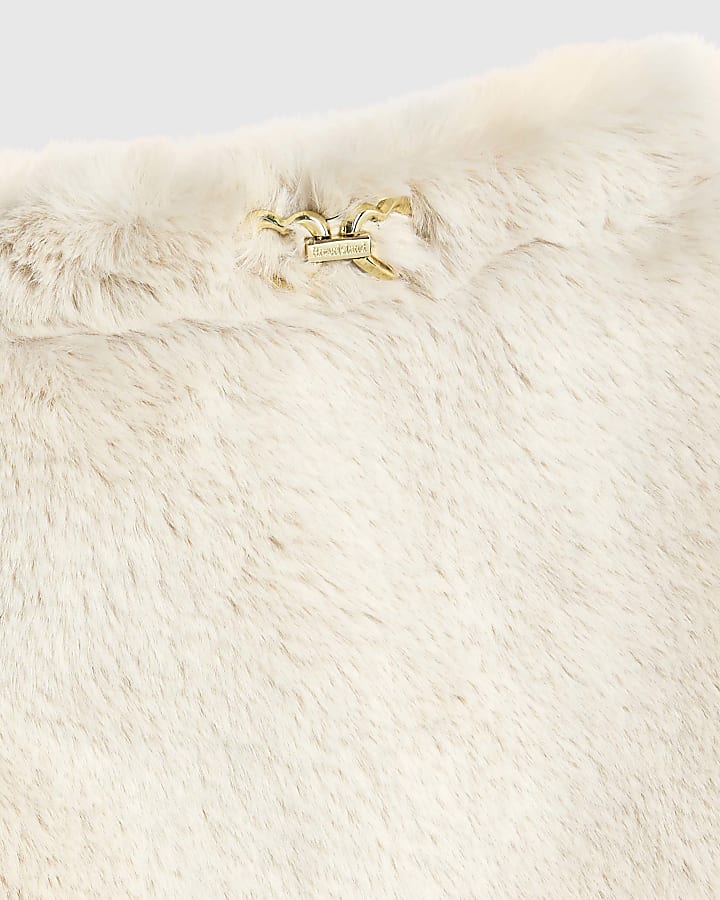 Girls Beige Faux Fur Skirt