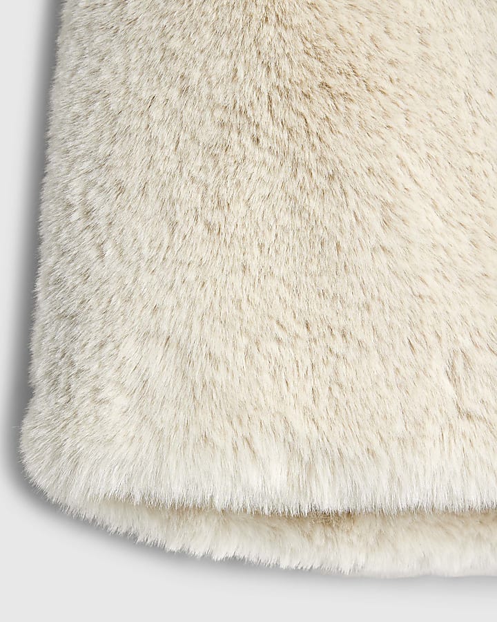 Girls Beige Faux Fur Skirt