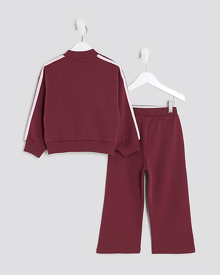 Mini Girls Red Frilled Tracksuit Set